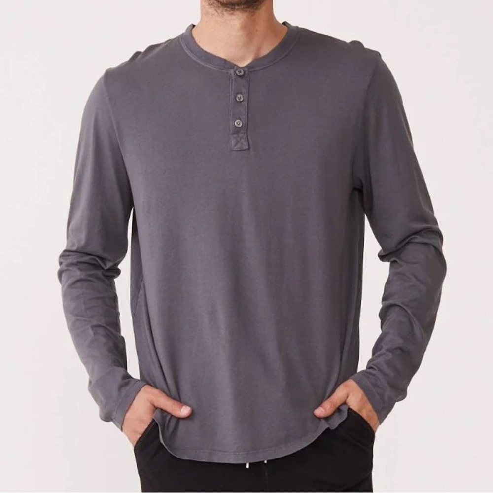 BRAND NEW Monrow BROWN Men's Henley Shirt in XL